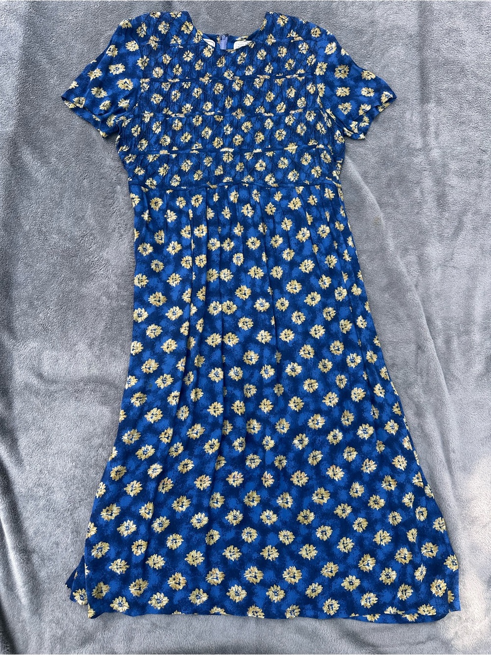 Vintage Karin Steven’s Women’s Smocked Bodice 90’s Midi Dress - Petite 14